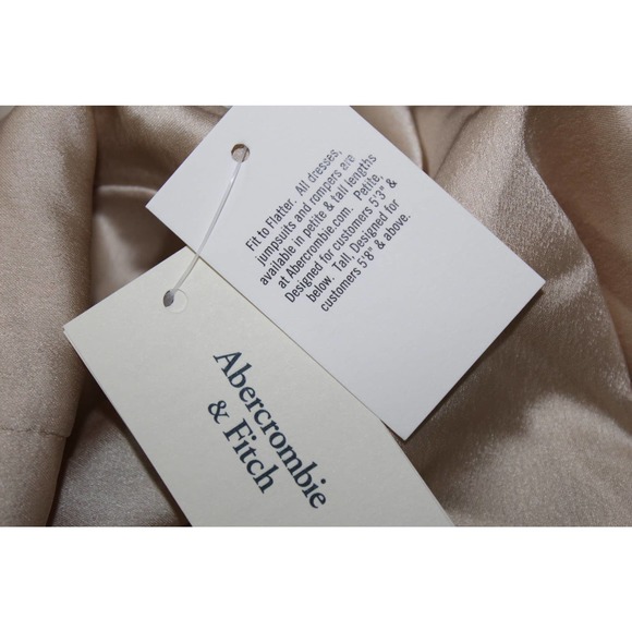 Abercrombie & Fitch Gold Brown Satin V-Neck Mini Dress Chemise Slip Size XL NWT - Picture 7 of 8